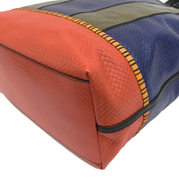 Bottega Veneta Intreccio Mirage Leather Tote Bag Blue Khaki Green Orange - Picture 5 of 9